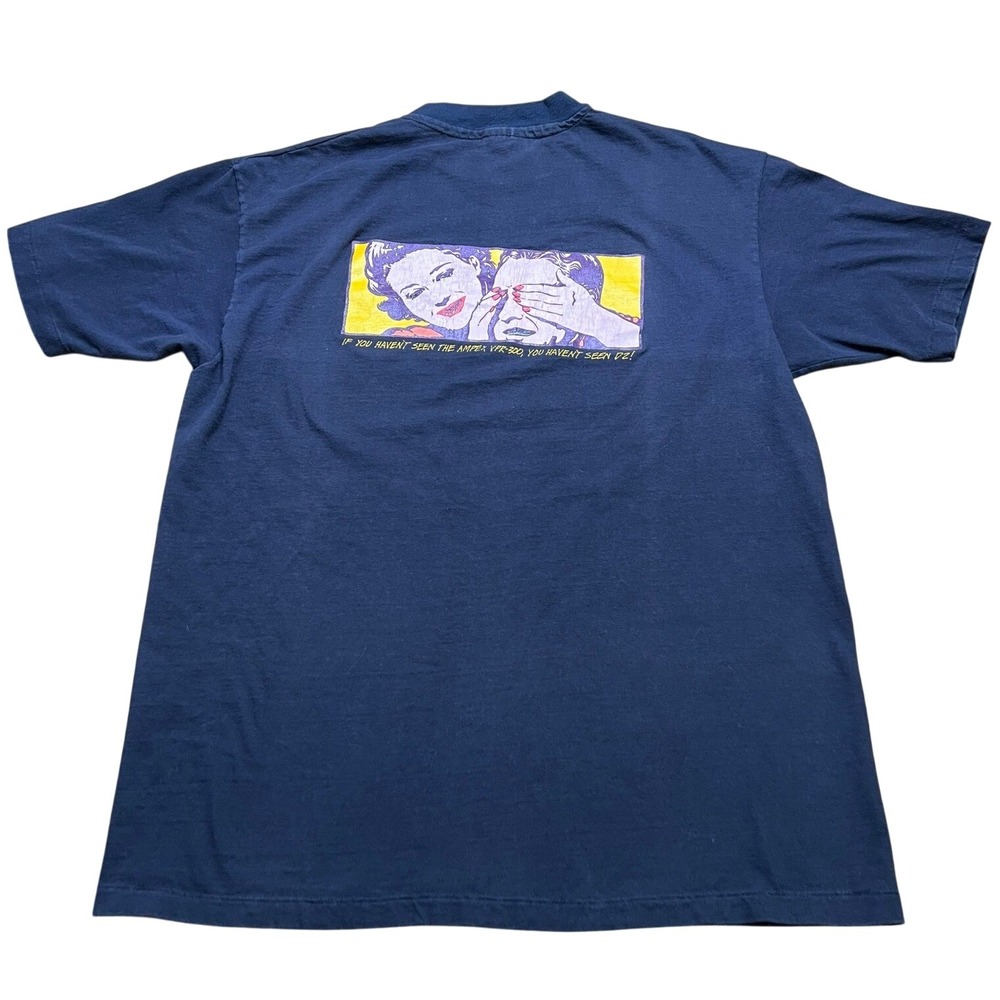Hanes T-Shirt Mens XL Navy Blue Ampex Composite‎ Digital Vintage 90s Graphic Tee